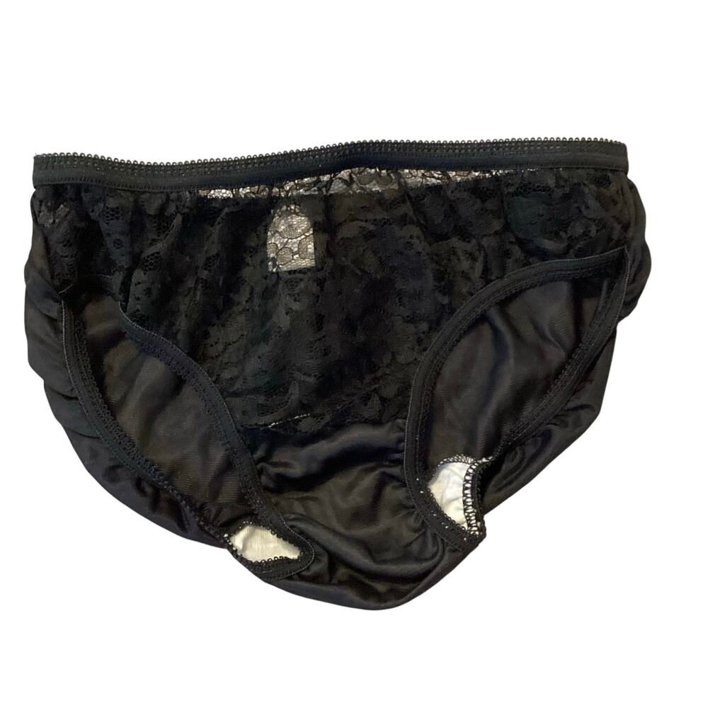 Vintage Black Lace High-Waist Shaping Brief Size 6 Made in USA